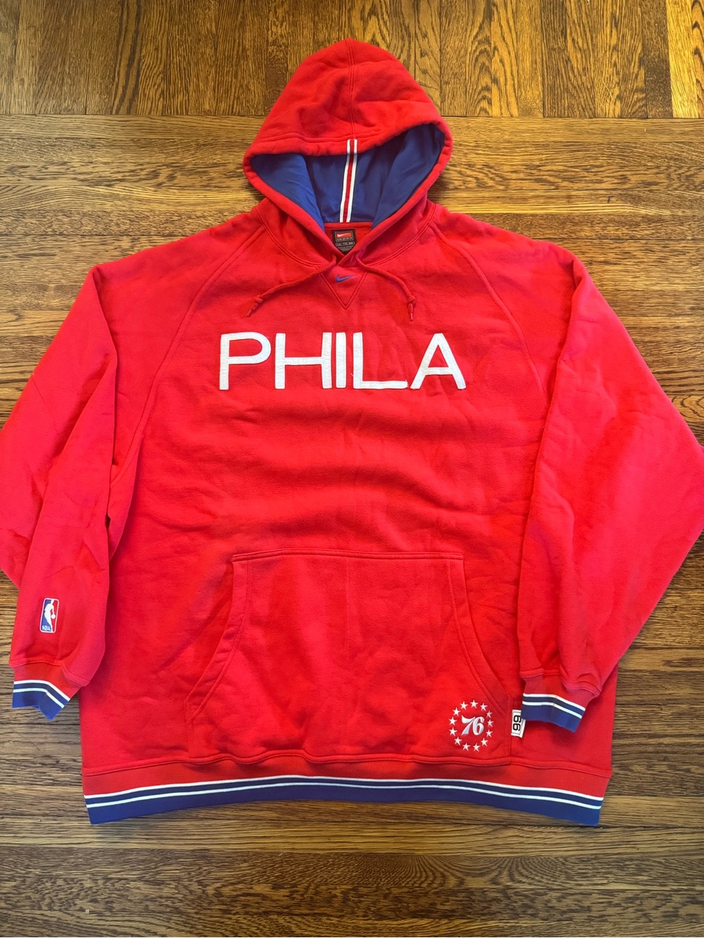 Philadelphia Sixers VINTAGE THROWBACK Nike 
PHILA Red NBA Hoodie with 76ers Logo